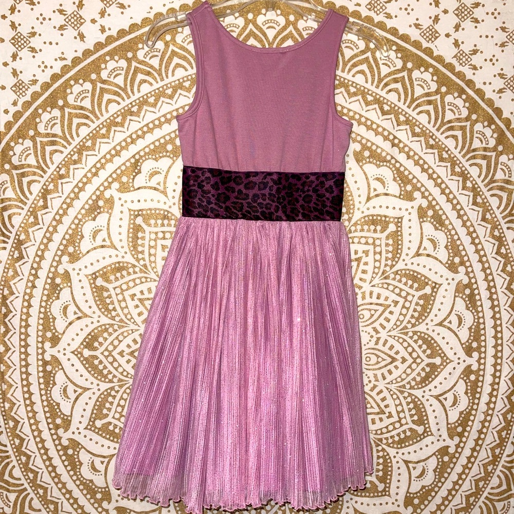 🌷HP🌷GORGEOUS “PIPPA & JULIE” GIRLS LIGHT MAUVE/CHEETAH PRINT PARTY DRESS, SZ 8 - Picture 7 of 9